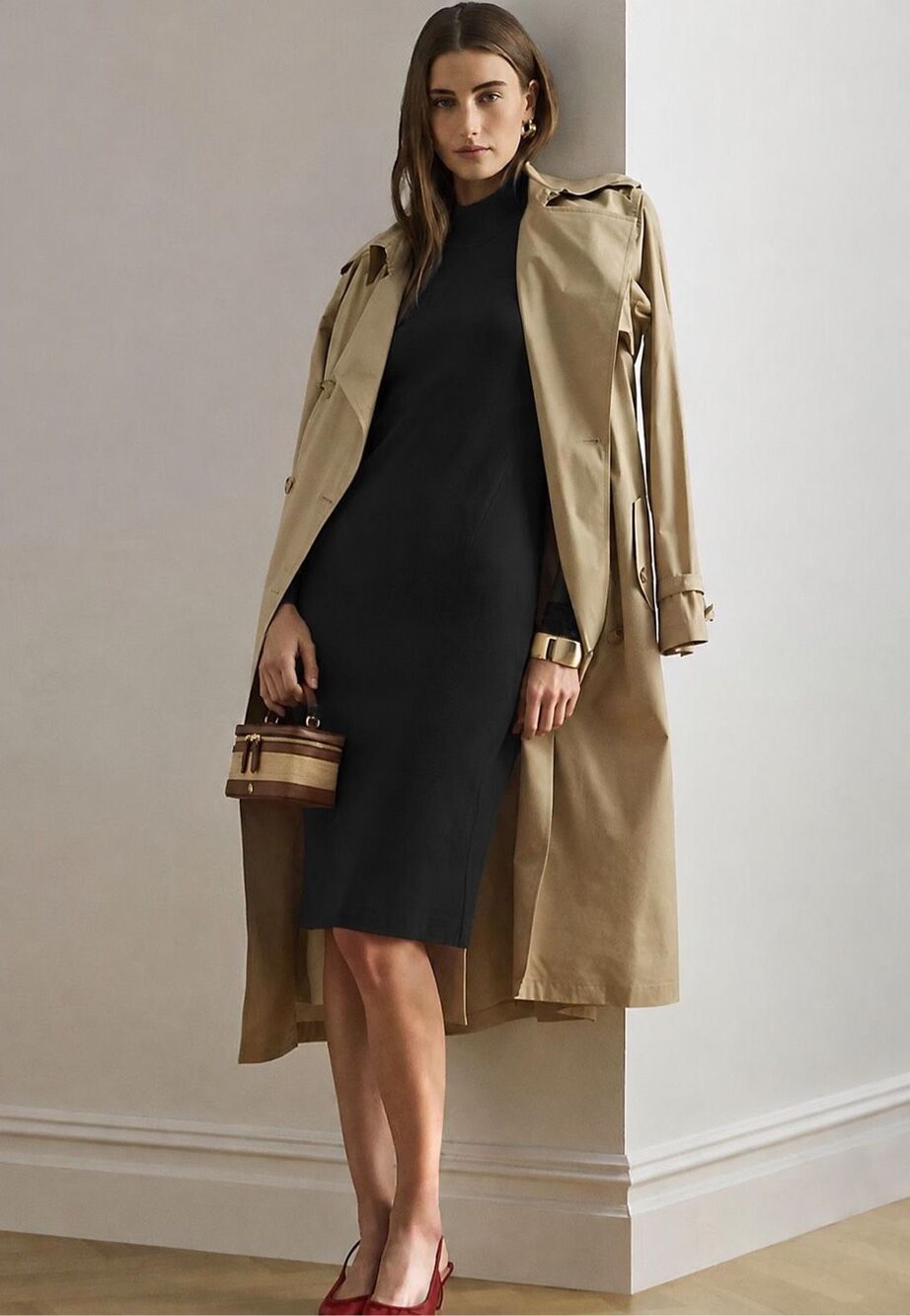 Ralph Lauren Black Wool Sleeveless Mock-Neck Midi Sheath Dress C18 Sz 8P $218 - Picture 2 of 9